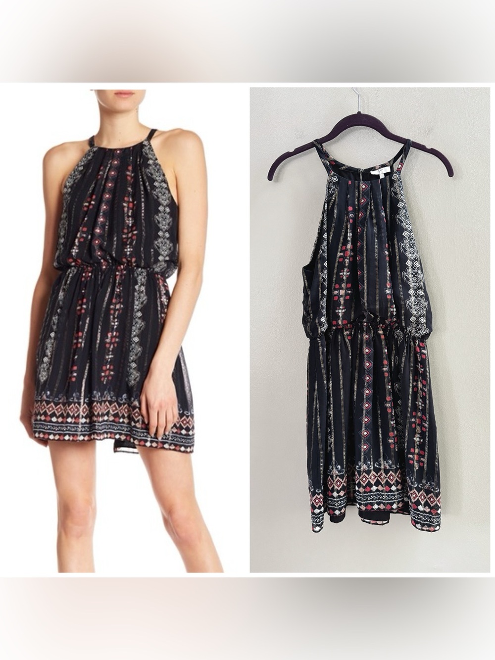 Joie Makana D Silk Sleeveless Knee Length Navy Blue Dress Small